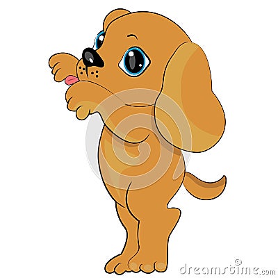 Baby puppy licking and playing Vector Illustration