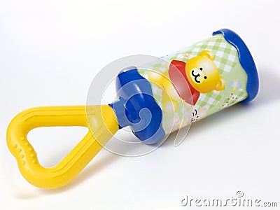 Baby rattle happy bear Stock Photo