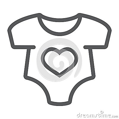 Baby romper line icon, newborn and clothing, baby suit sign, vector graphics, a linear pattern on a white background. Vector Illustration