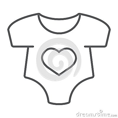 Baby romper thin line icon, newborn and clothing, baby suit sign, vector graphics, a linear pattern Vector Illustration