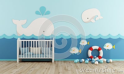 Baby room in marine style Stock Photo