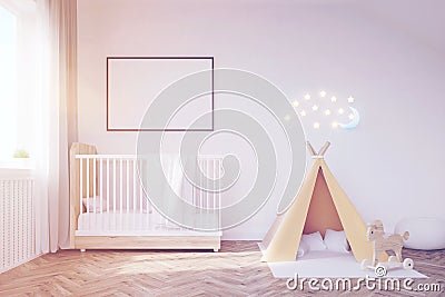 Baby room with a moon, toned Stock Photo