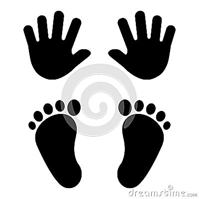 Baby`s foot prints and hand prints. Vector illustration Cartoon Illustration