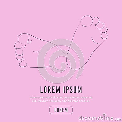 Footprint newborn baby. Baby s foot. Vector icon for maternity and child care Stock Photo