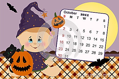 Baby's monthly calendar for 2011 Vector Illustration