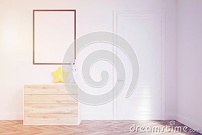 Baby`s room with drawers and hare, toned Stock Photo