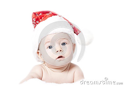 Baby with Santa hat Stock Photo