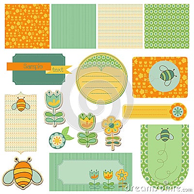 Baby Scrap with Bee Vector Illustration