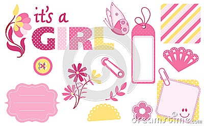 Baby Scrapbook Design Elements Vector Illustration