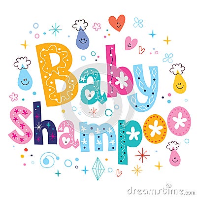 Baby shampoo decorative lettering type design Vector Illustration