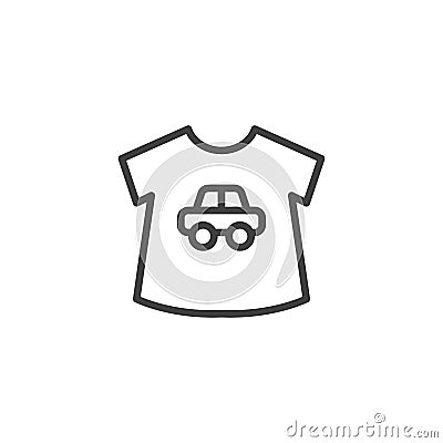 Baby shirt with car line icon Vector Illustration