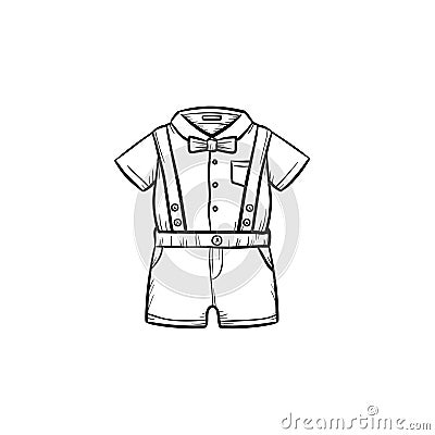 Baby shirt and shorts hand drawn outline doodle icon. Vector Illustration