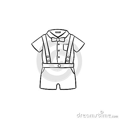 Baby shirt and shorts set hand drawn outline doodle icon. Vector Illustration