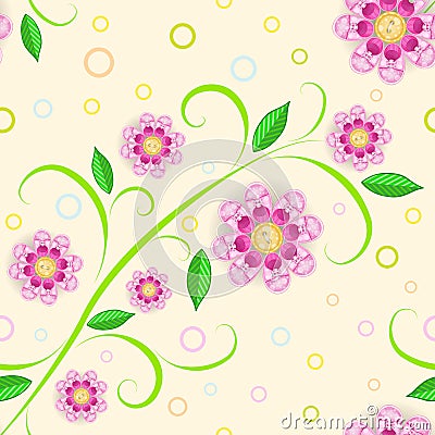 Baby Shoes Daises Seamless Pattern Vector Illustration