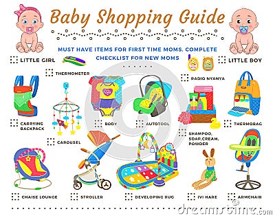 Baby Shopping Guide Checklist Vector Illustration Vector Illustration