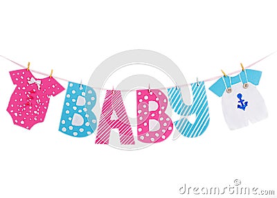 Baby shower boy and girl decoration garland Stock Photo