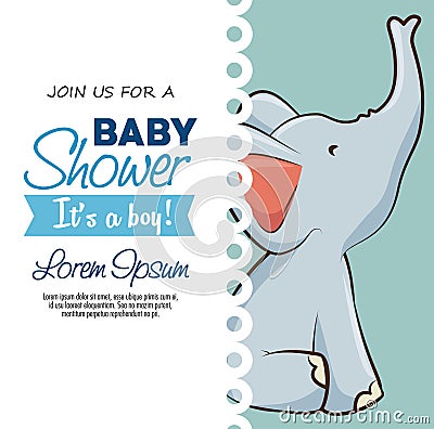 Baby shower boy invitation card Vector Illustration