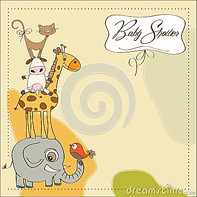 Baby shower card with animals Stock Photo