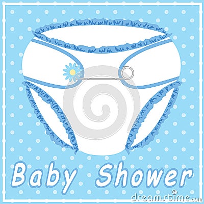 Baby shower card with blue nappy Vector Illustration