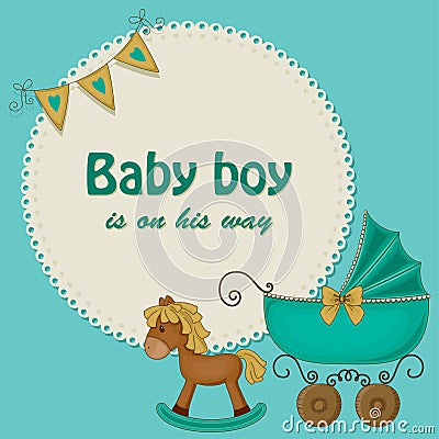 Baby shower card for boys Vector Illustration