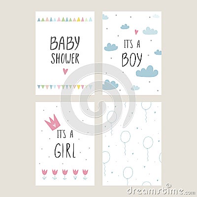 Baby Shower card design. Cute hand drawn . vector print Vector Illustration