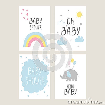 Baby Shower card design. Cute hand drawn . vector print Vector Illustration