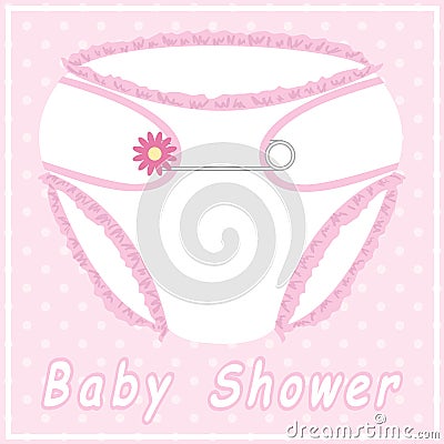 Baby shower card with nappy Vector Illustration