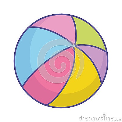 Baby shower colorful rubber ball toy icon Vector Illustration