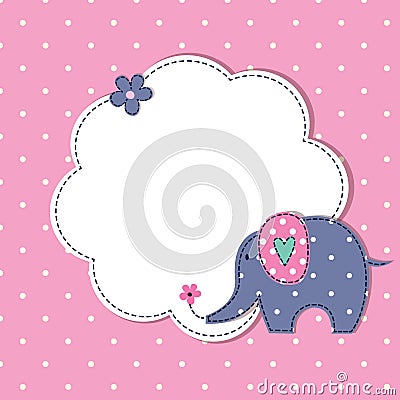 Baby shower with cute cartoon elephant Vector Illustration