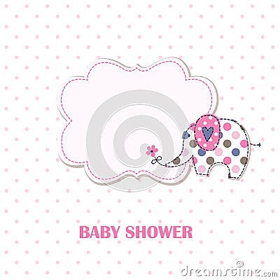 Baby shower with cute cartoon elephant Vector Illustration