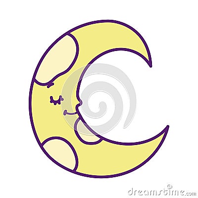 Baby shower cute yellow half moon cartoon Vector Illustration