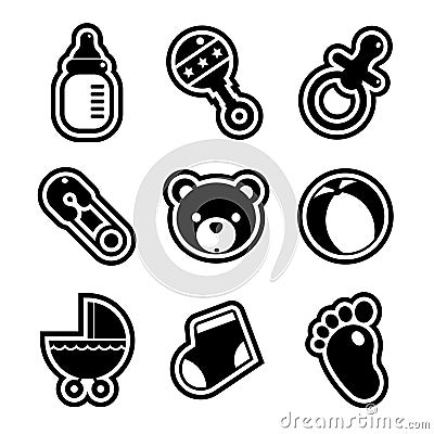 Baby Shower Icons Vector Illustration