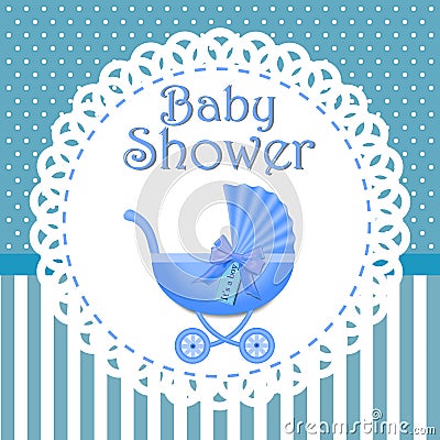 Baby shower invitation with blue background, baby shower for boy, eps10 Cartoon Illustration