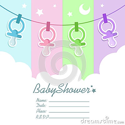 Baby Shower Invitation Card Vector Illustration