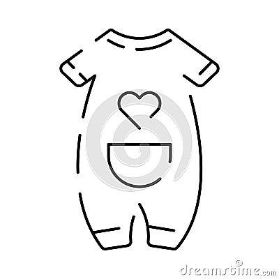 Baby shower line icon. Included the icons as baby, child, balloon, gift, decoration, toys and Party. Baby bodysuit Vector Illustration