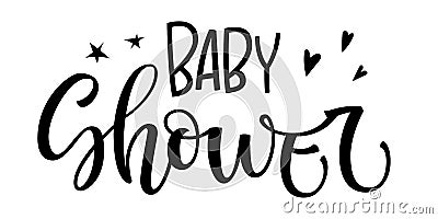 Baby shower logo quote. Baby shower hand drawn lettering, calligraphy phrase Stock Photo