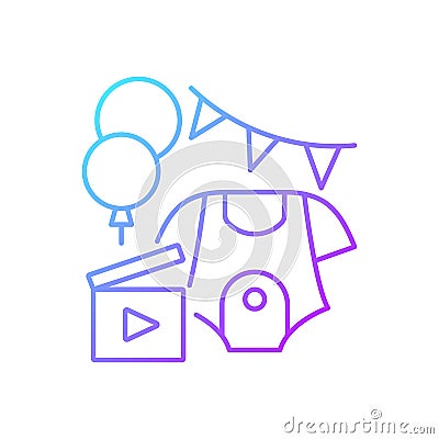 Baby shower party video gradient linear vector icon Vector Illustration