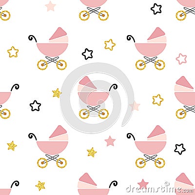 Baby shower seamless pattern. Vector Illustration