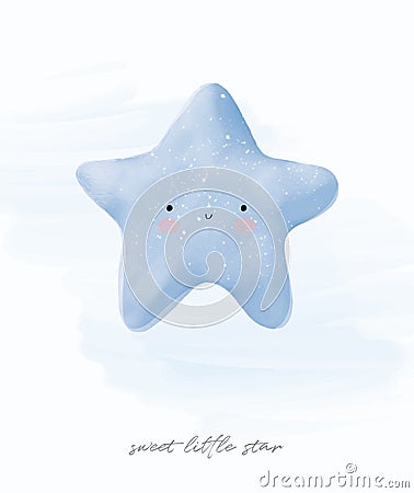 Baby Shower Vector Illustration with Blue Little Star.. Vector Illustration