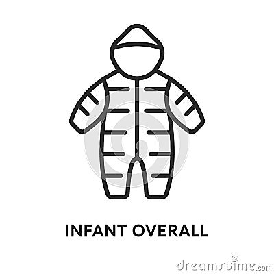 Baby snowsuit flat line icon. Vector illustration infant overall. Vector Illustration