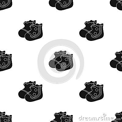 Baby socks icon in black style isolated on white background. Baby born pattern stock vector illustration. Vector Illustration