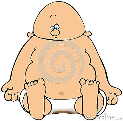 Baby With Soiled Diapers Cartoon Illustration