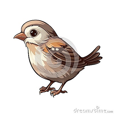 Baby Sparrow Bird Sticker On Isolated Tansparent Background, Png, Logo. Generative AI Stock Photo