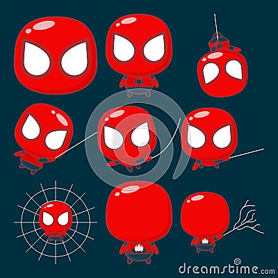 Baby Spiderman. All kinds of poses of spidy Cartoon Illustration
