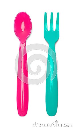 Baby Spoon and Fork Stock Photo