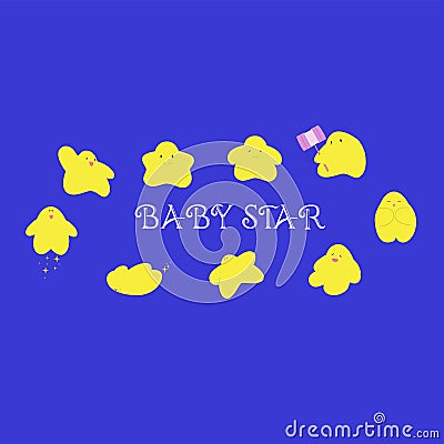 Baby Star Characters cartoon in many action Vector Illustration