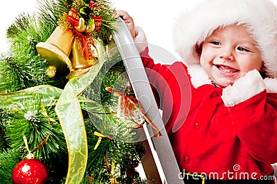 Baby on the step ladder Stock Photo