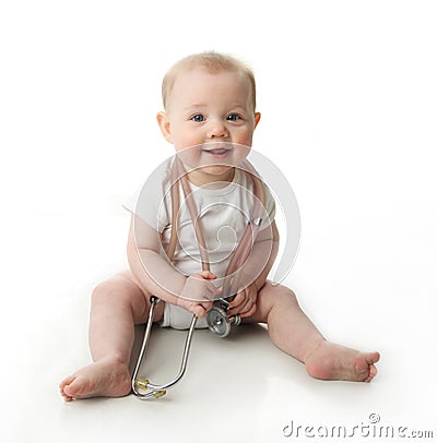 Baby with stethoscope Stock Photo