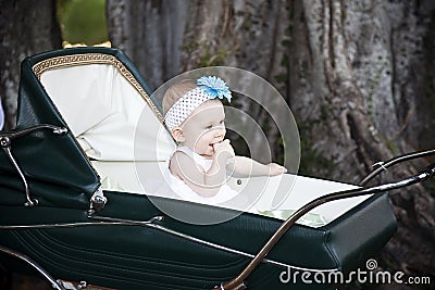 Baby in stroller Stock Photo