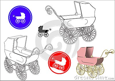 Baby stroller Vector Illustration